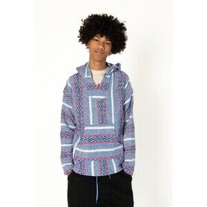 Baja Joe Ocean Greca Pancho Hoodie Blue Size Large